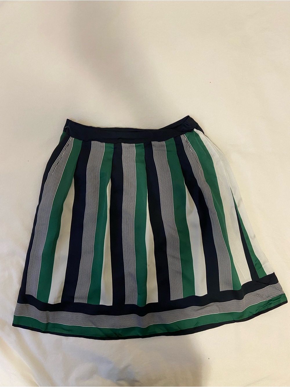 Striped Midi Dress in Green, Navy & White